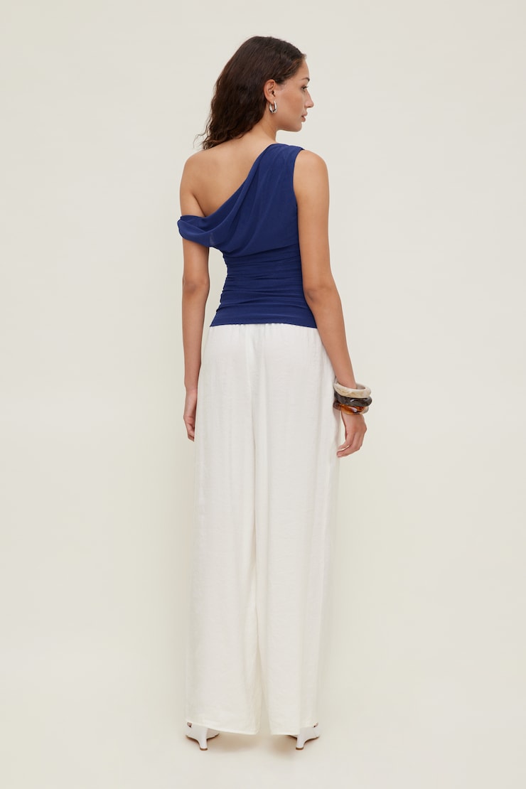 Off Shoulder Mesh Top Mazarine Blue large
