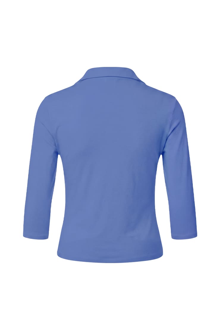 Sleek 3/4 Sleeve Polo Top, Blue Blush, large