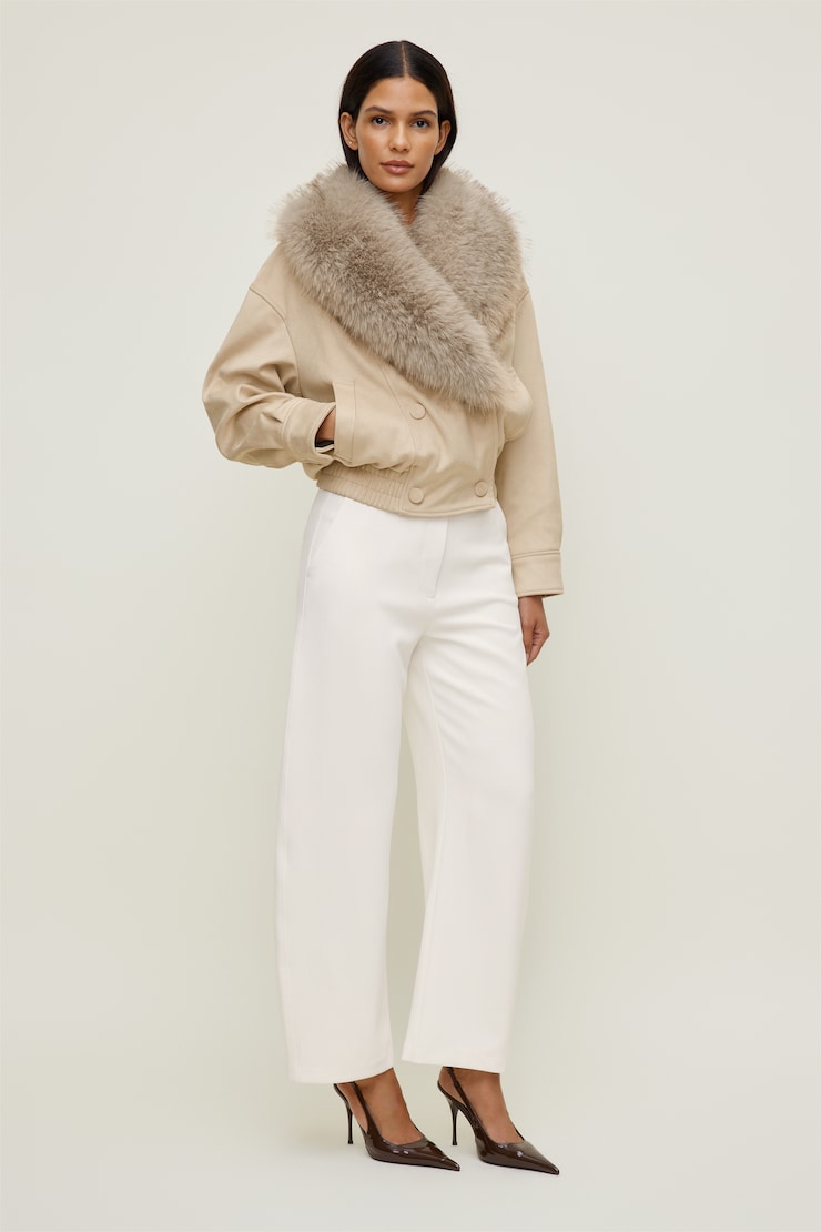 Faux Suede Aviator Jacket Pumice Stone Beige large