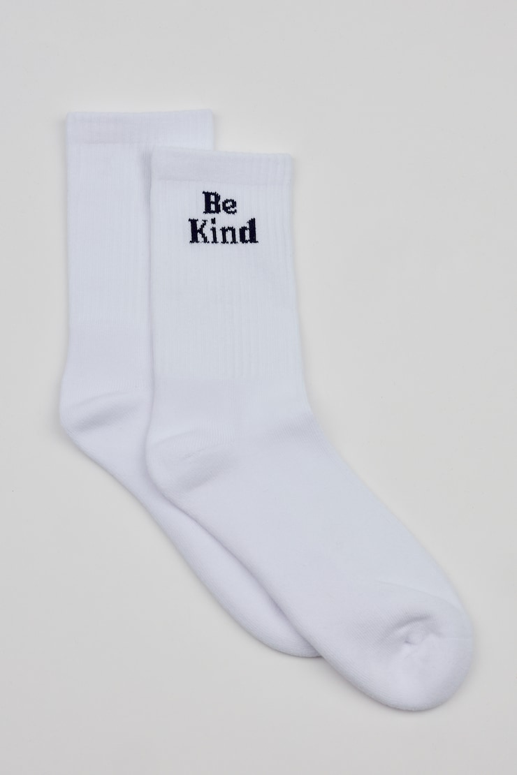 Be Kind Crew Socks, Navy/White, large