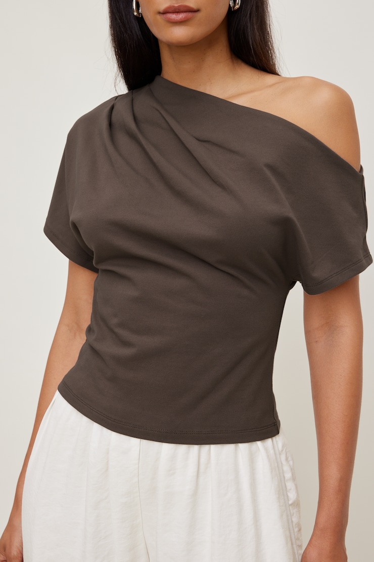 Alexa Cotton Spandex T Shirt Light Mocha Brown large