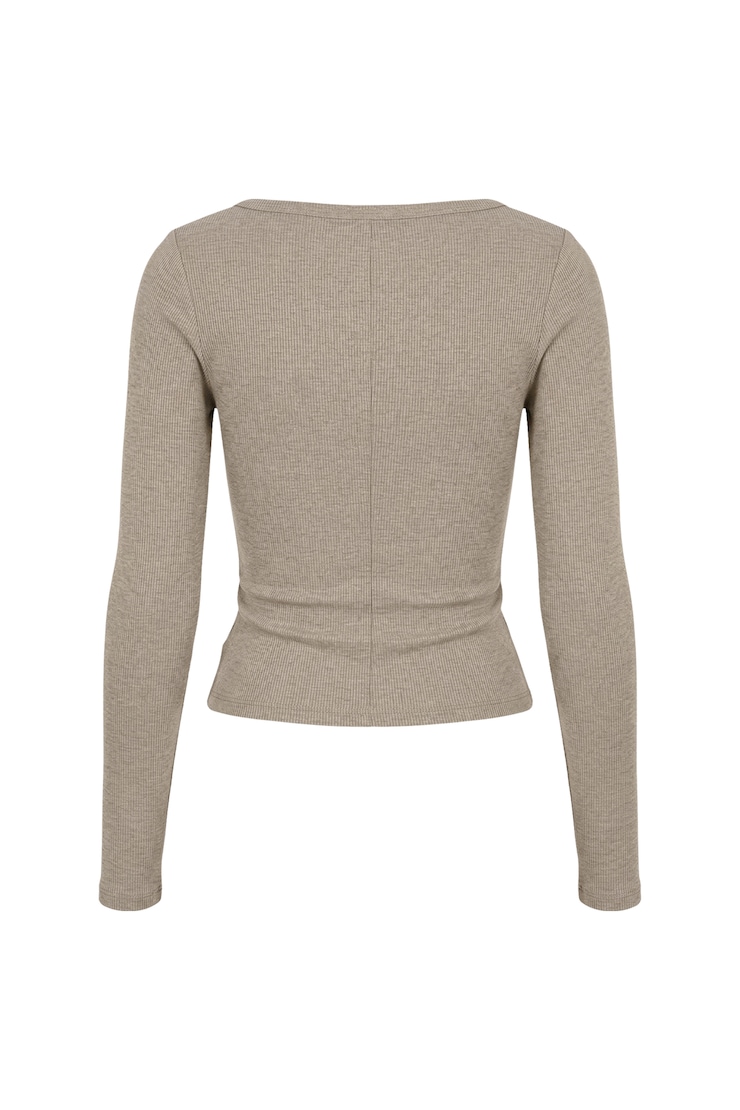 SnatchRib Scoop Neck Longsleeve Top, Chalet Brown, large