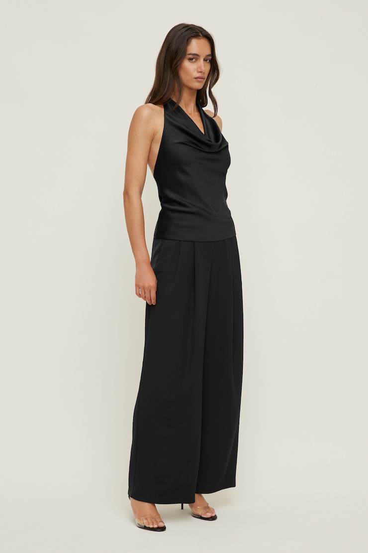 Camila Satin Blouse Jet Black large