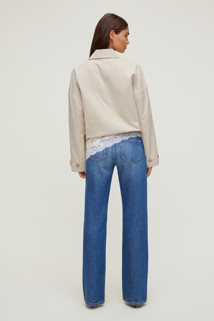 Twill Asymmetric Button Up Jacket Oyster Grey large