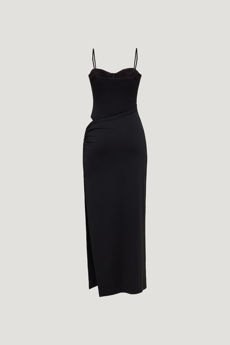 Peekaboo Bustier Maxi Dress Jet Black large