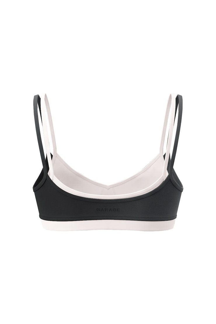 Soutien-gorge Active froncé à double épaisseur, Gris fer forgé/Crème douce, large