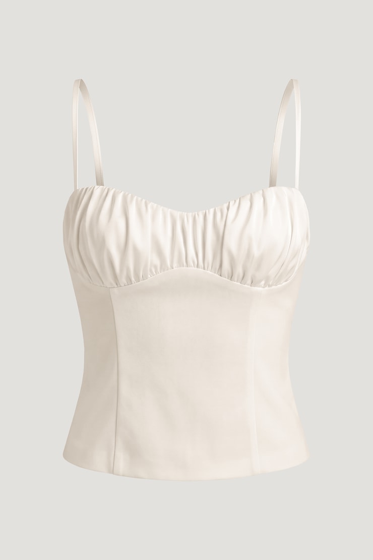 Haut bustier en crêpe de satin Blanc cassé apaisant large
