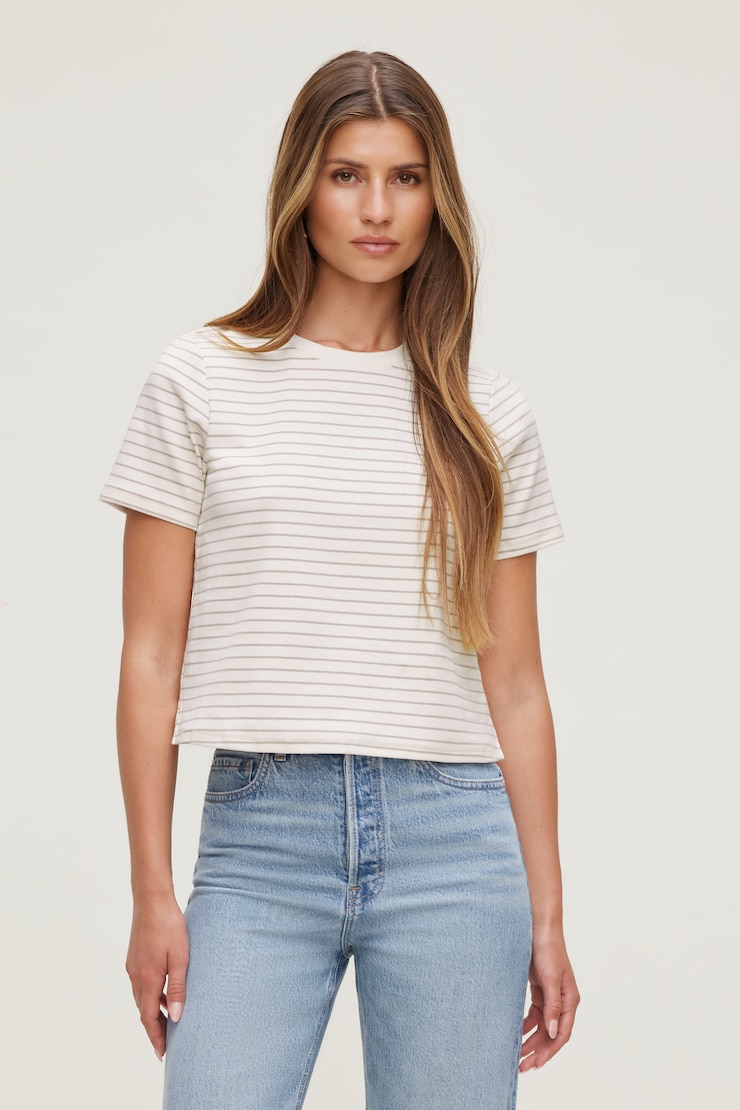 Everyday Heavy Cotton T Shirt Sea Salt Off White / Simply Taupe large