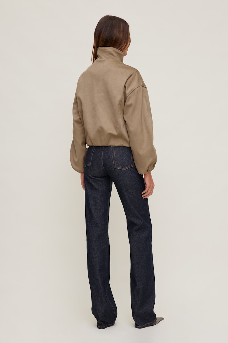 Brynn Faux Suede Bomber Jacket Savannah Tan large