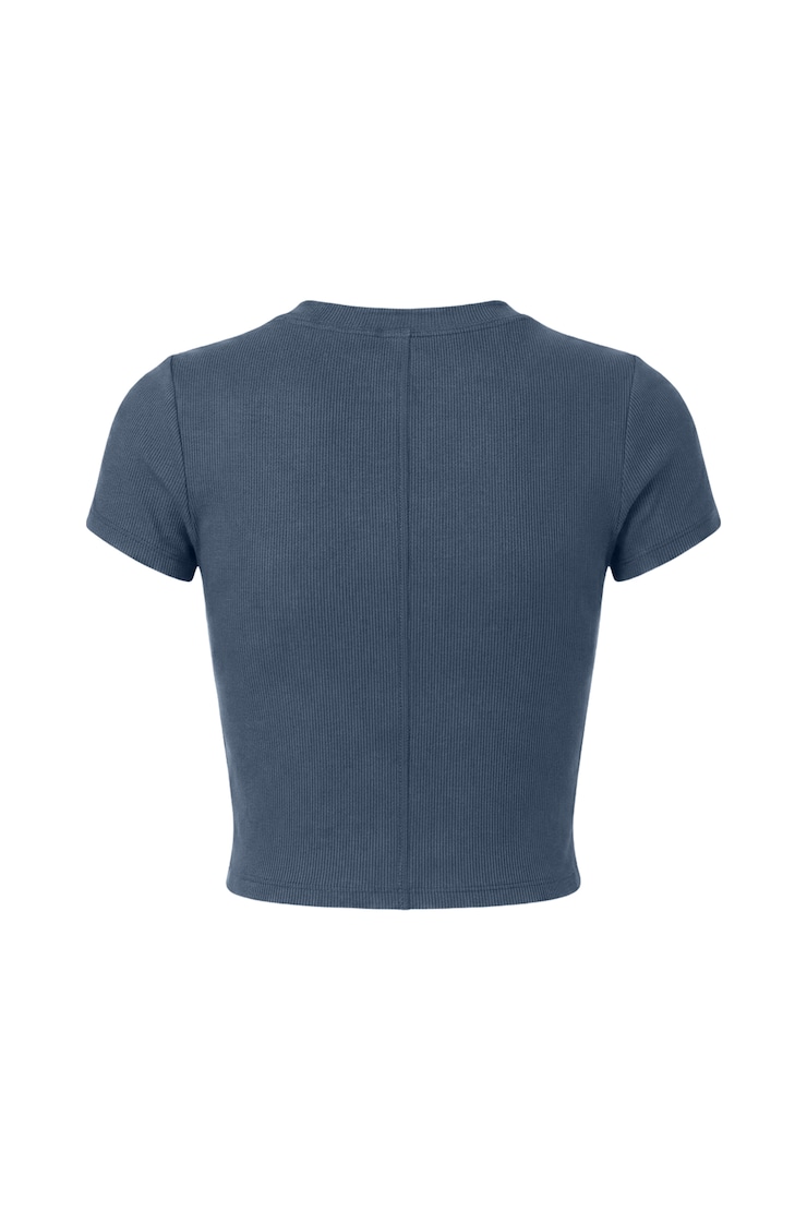 SnatchRib Cropped Crewneck T-Shirt, Heated Indigo, large