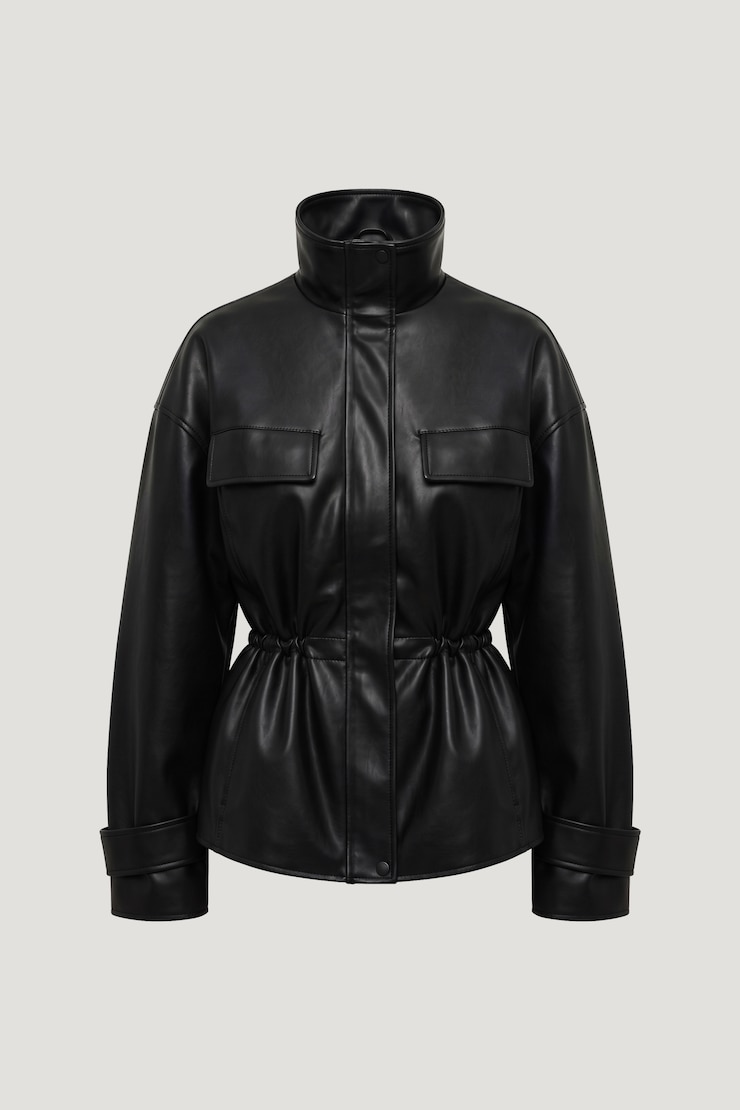 Cinched Faux Leather Jacket