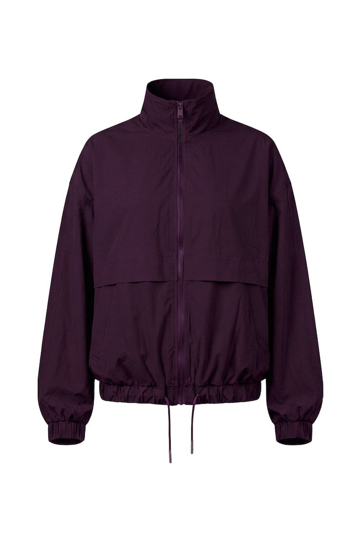 Long Water Repellent Windbreaker, Wild Berry Maroon, large