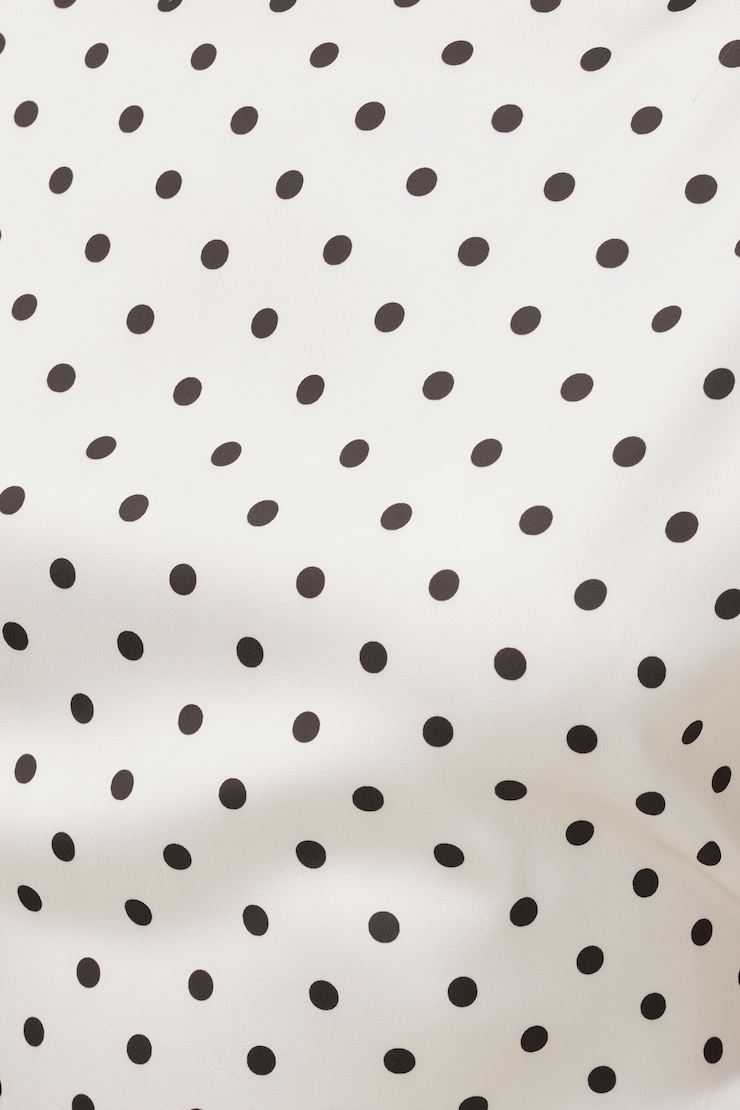 Farra Satin Blouse White w/ Black Polka Dots large