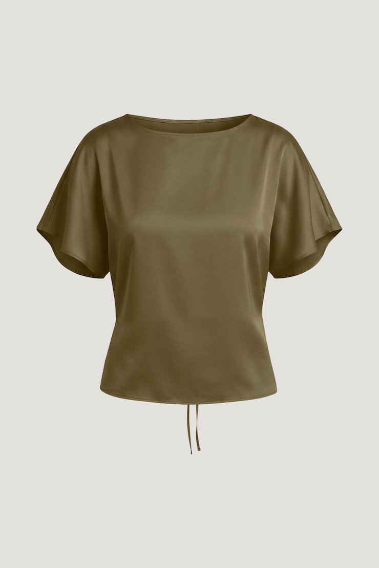 Farra Satin Blouse Dark Olive Khaki large