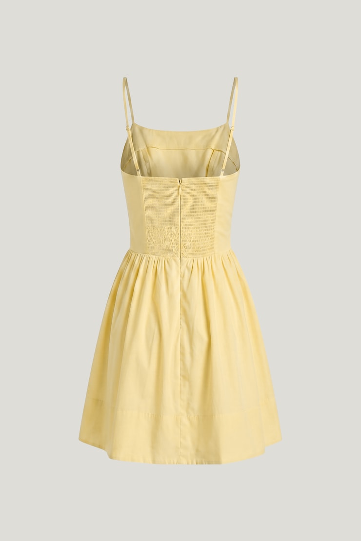 Flared Poplin Mini Dress Flan Yellow large