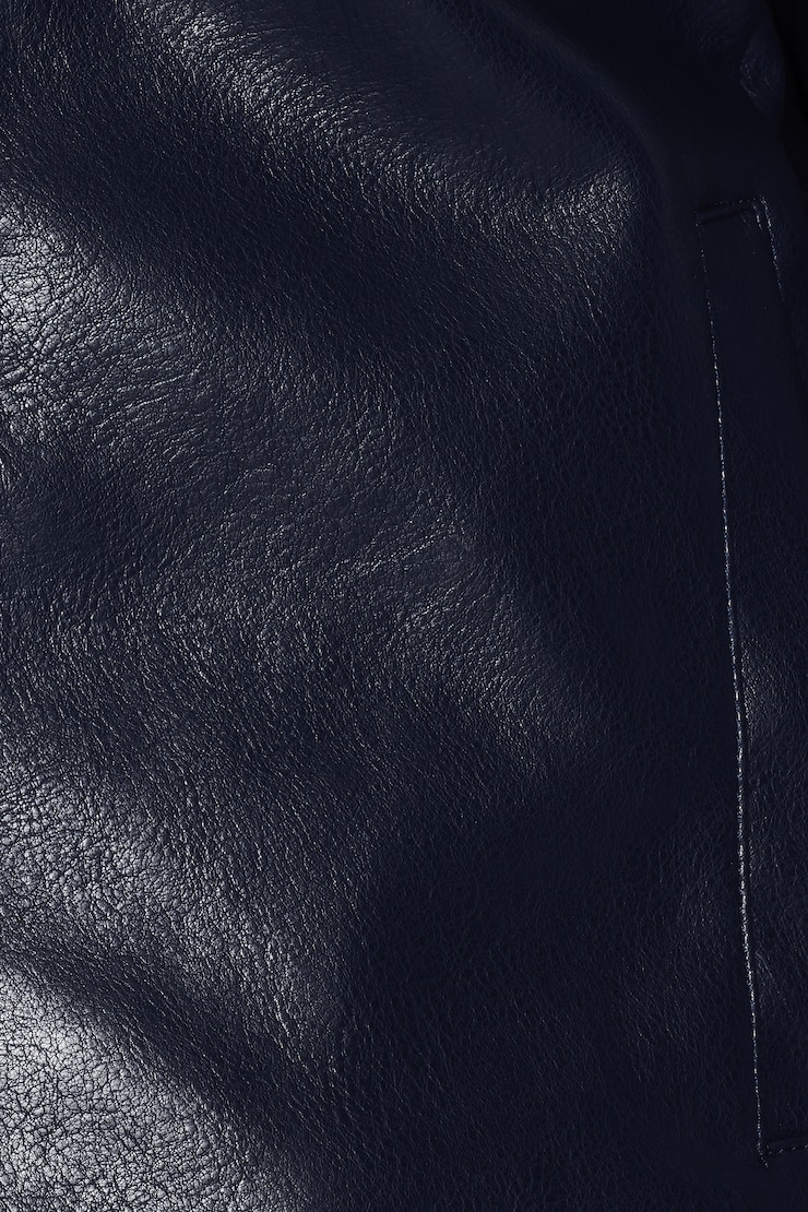 Faux-Leather Worker Jacket, Naughty Navy Blue, large