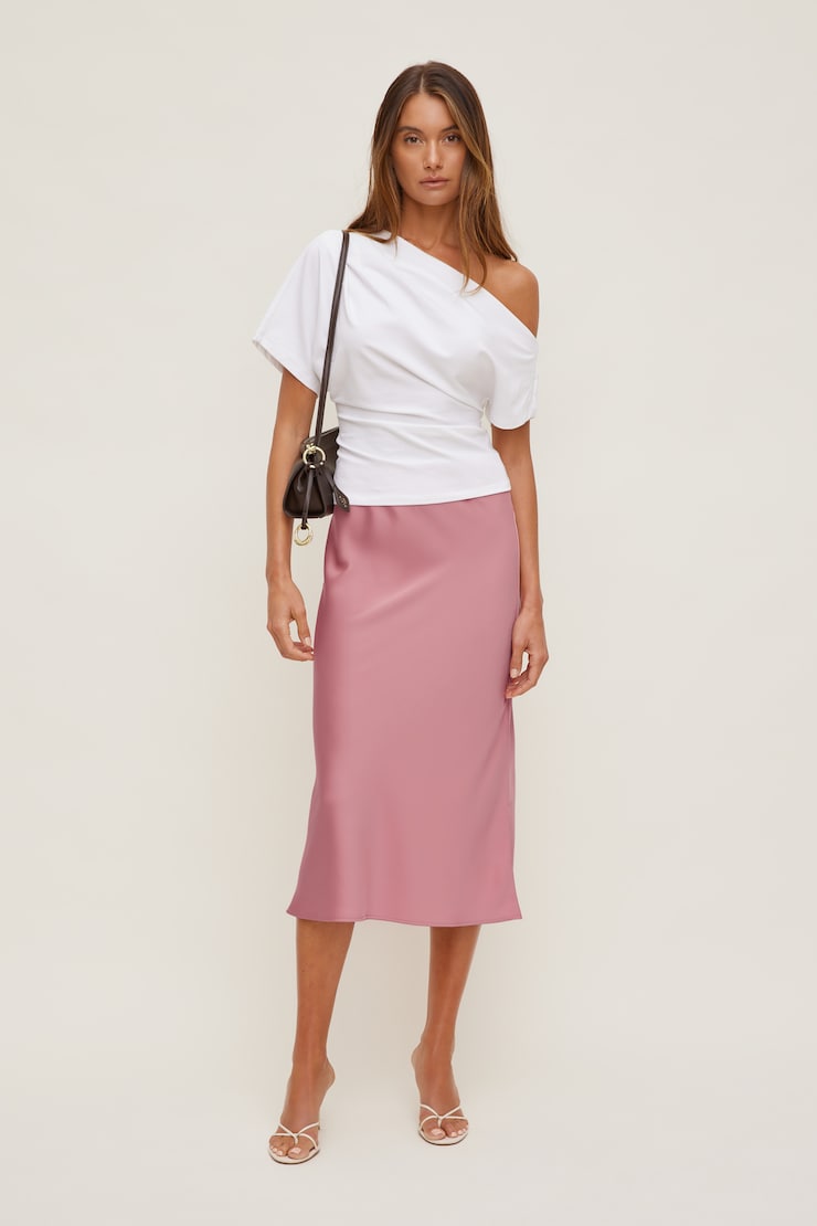Delila Satin Midi Skirt