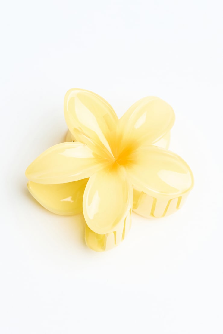 Flower Hair Claw, Translucent Limonada Yellow, large