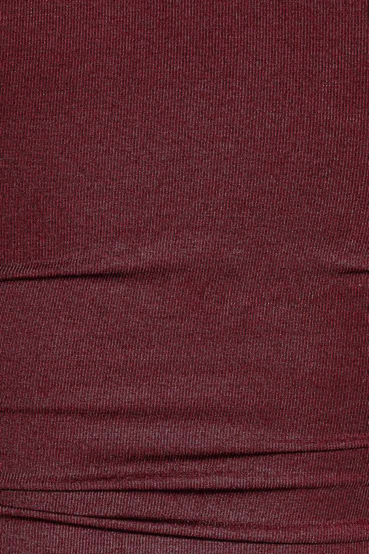 Plunge 3/4 Sleeve Top, Burgundy Bite, large