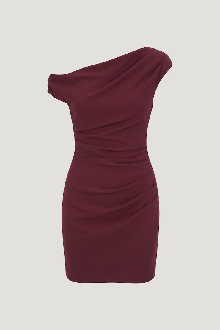 Jana Crepe Mini Dress Maroon Banner large