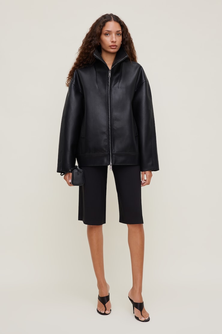 Cocoon Faux Leather Jacket Jet Black large