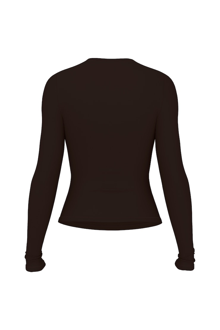 Baretouch Crewneck Long Sleeve Top, Chocolate Mousse Brown, large