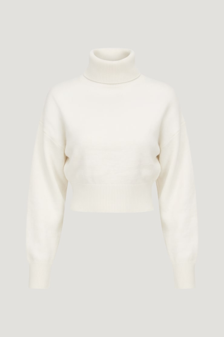 Ellora Cropped Turtleneck Sweater Snow White large
