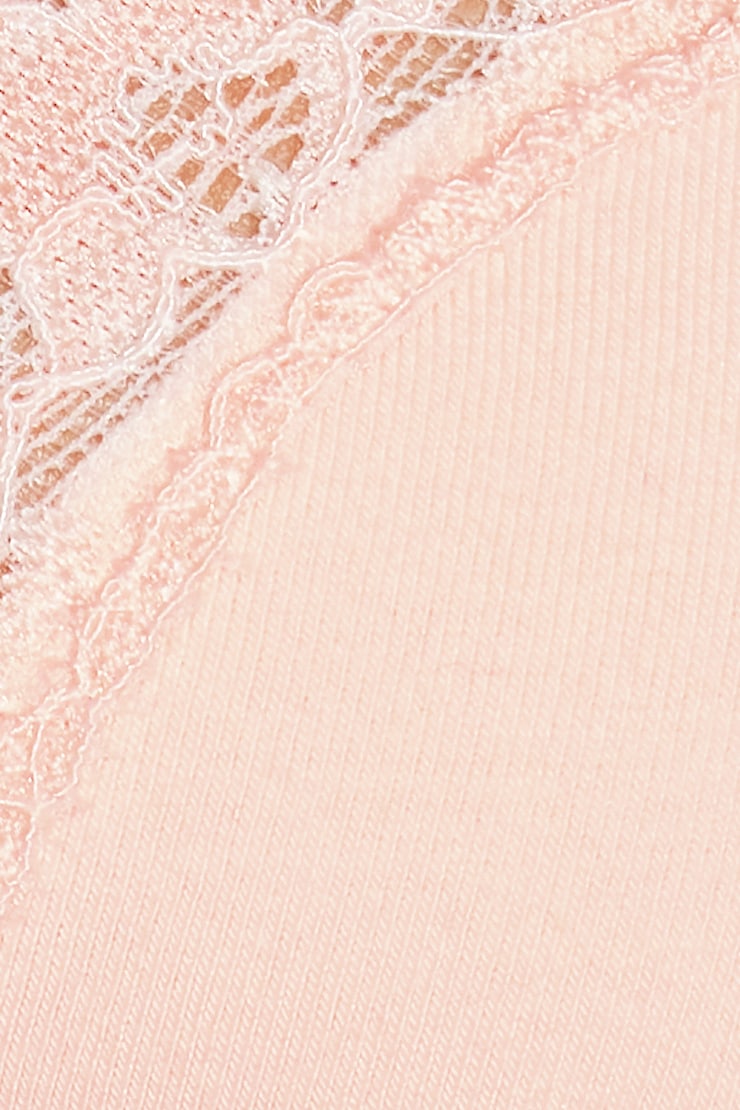 Camisole à bordure de dentelle et col plongeant, Rose givré, large