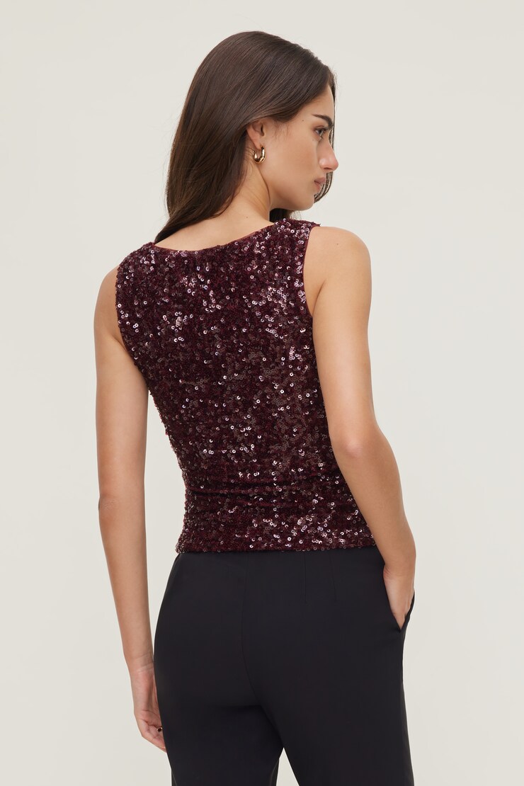 Nola Sequin Tank Top Zinfandel Burgundy large