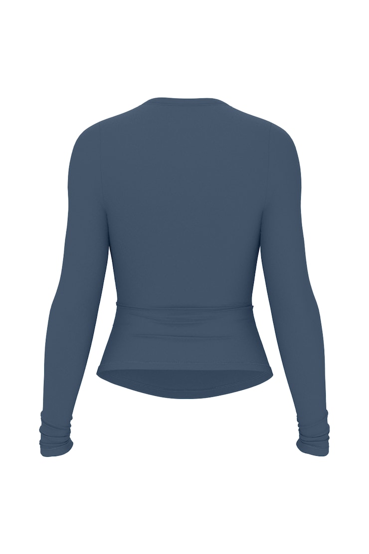Sleek Crewneck Longsleeve Top, Heated Indigo, large
