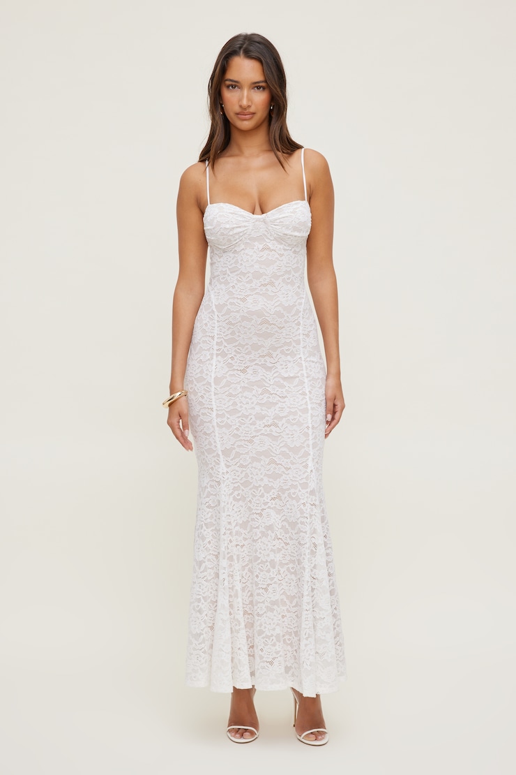 Monet Lace Overlay Maxi Dress Bright White large