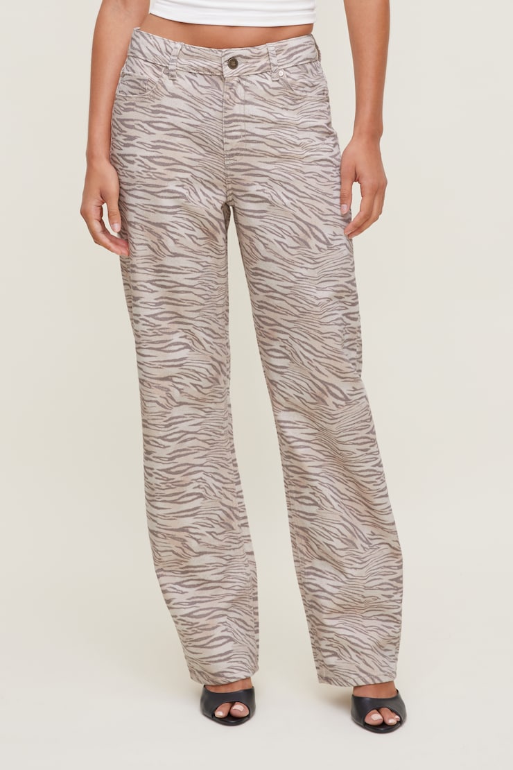 Mika Mid Rise Relaxed Straight Leg Jeans Ziger Beige large