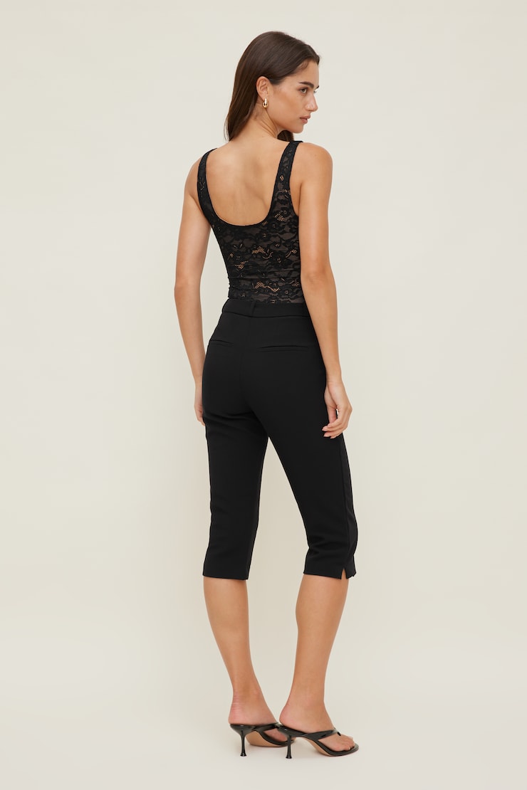 Scoop Neck Lace Bodysuit Jet Black large