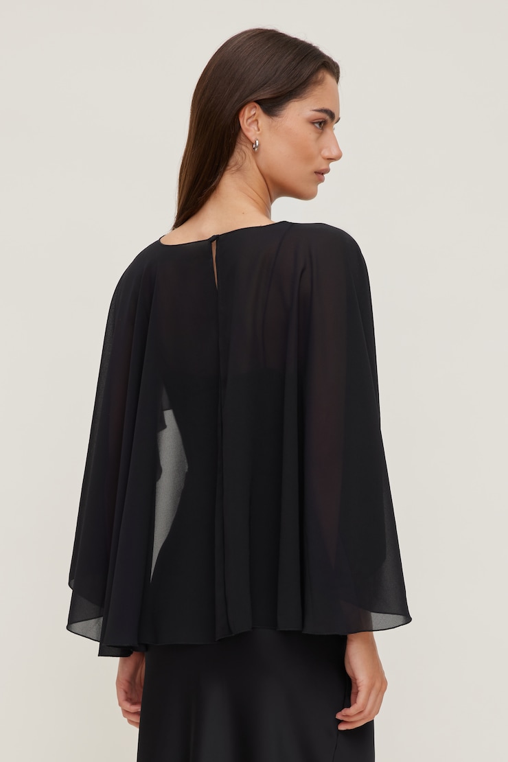 Sheer Short Cape Jet Black large