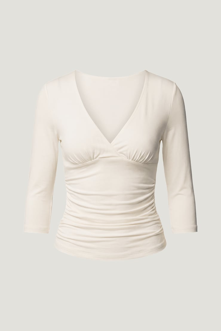 Morgan Plunge 3/4 Sleeve Top Sea Salt Cream large