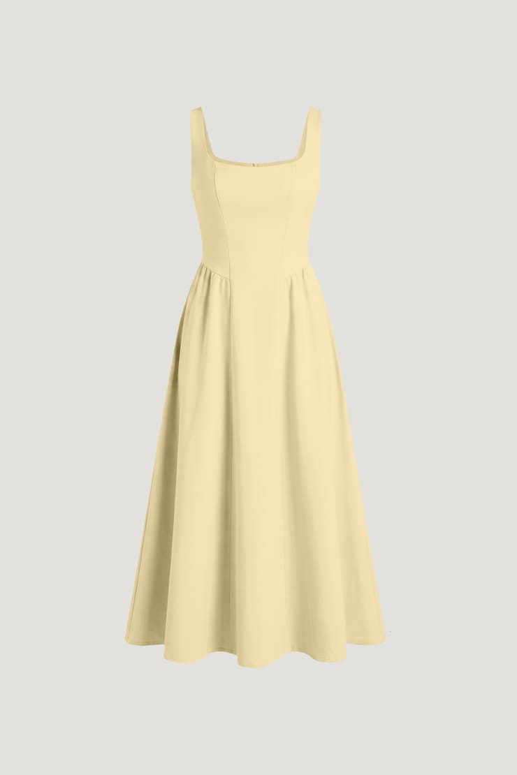 Irina Ponte Midi Dress Pale Yellow large
