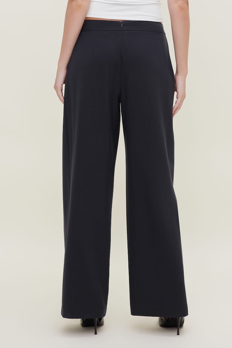Pantalon à plis Tate Marine puits profond large