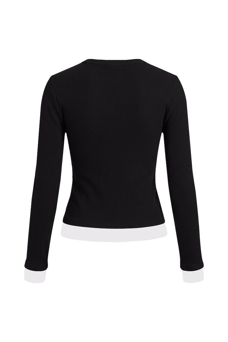 SnatchRib Double Layer Longsleeve Top, Jet Black/Bright White, large
