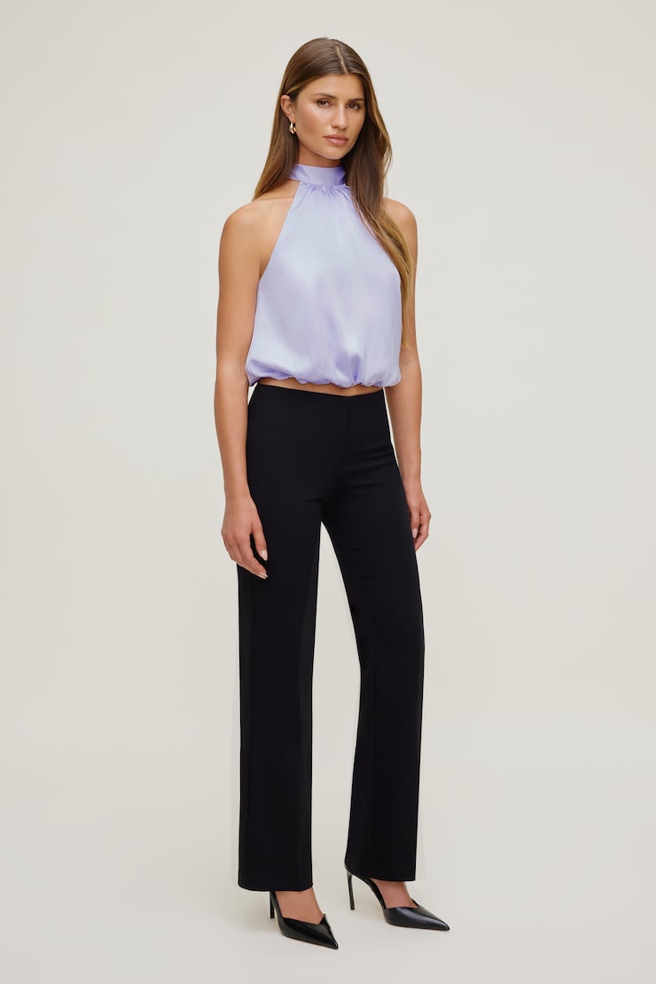Paloma Bubble Satin Halter Blouse Purple Heather large