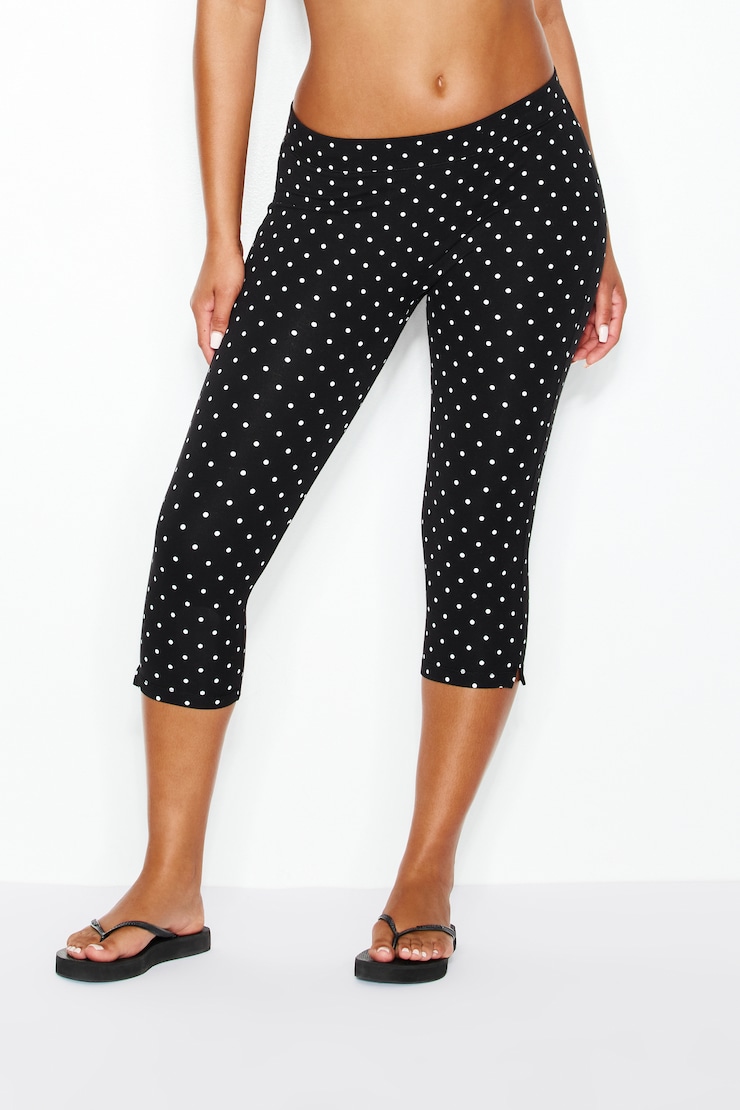 StretchTerry™ Capri Pants, Jet Black/White Polka Dots, large