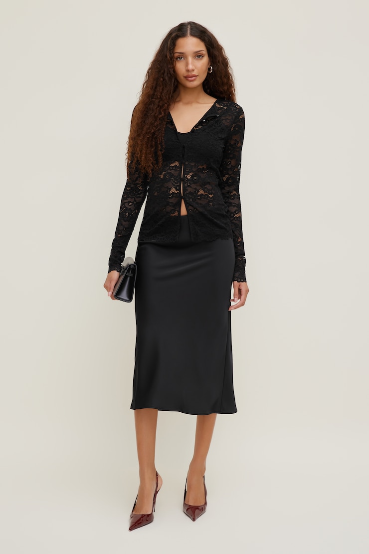 Cardigan en dentelle Noir encre large