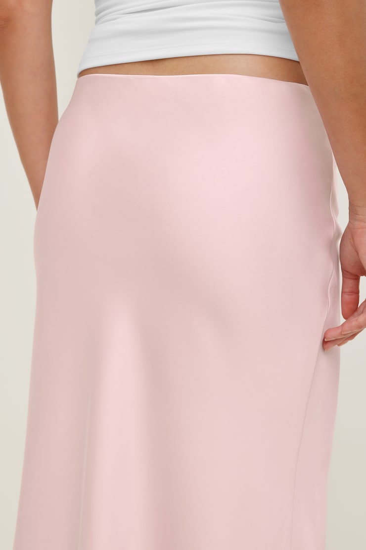 Delila Satin Midi Skirt Pale Lilac Pink large