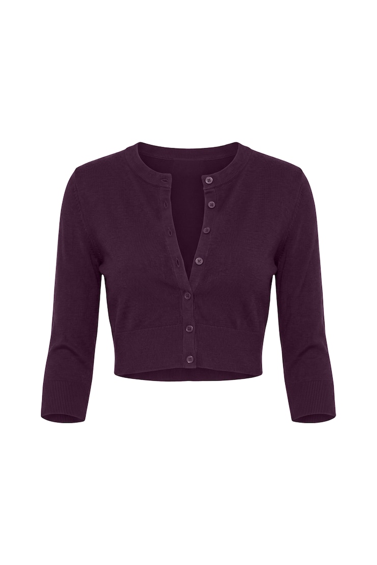 Ultra Cropped Cardigan Long Sleeve Top, Wild Berry Maroon, large