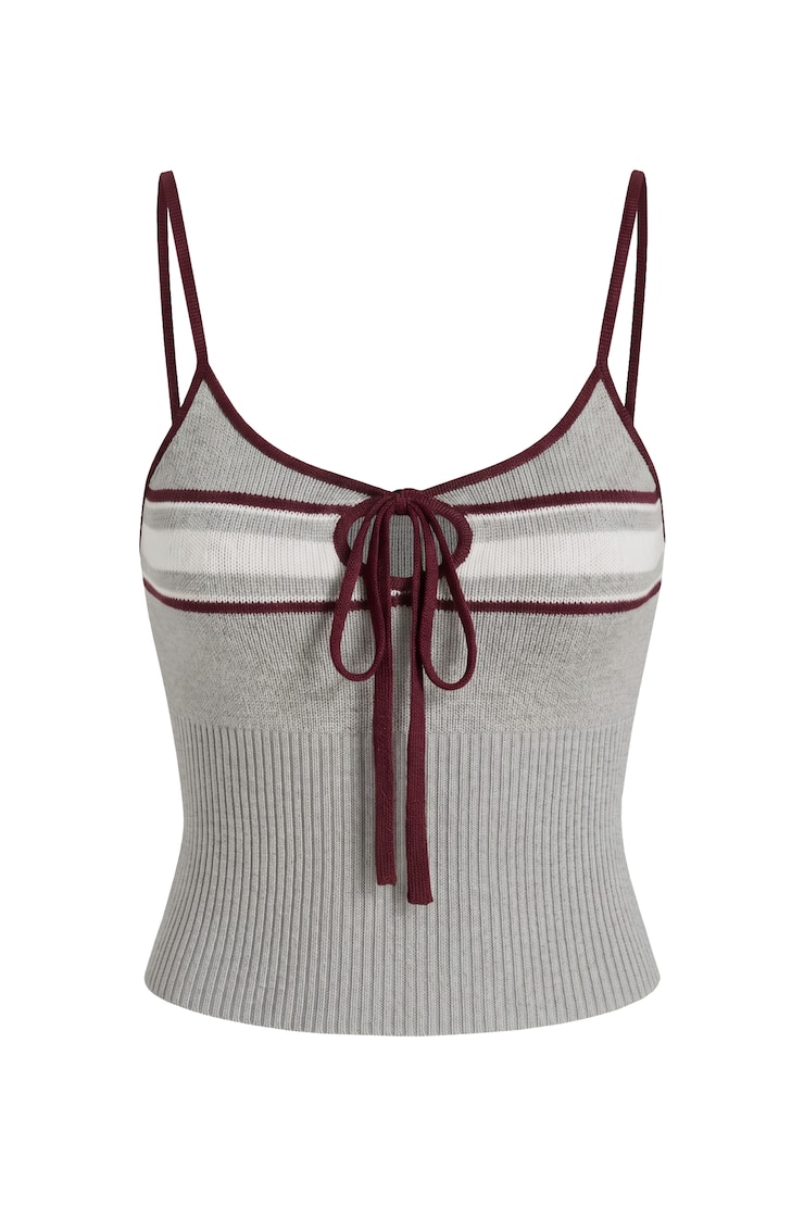 Camisole en tricot, Gris/Bouchée bourgogne, large