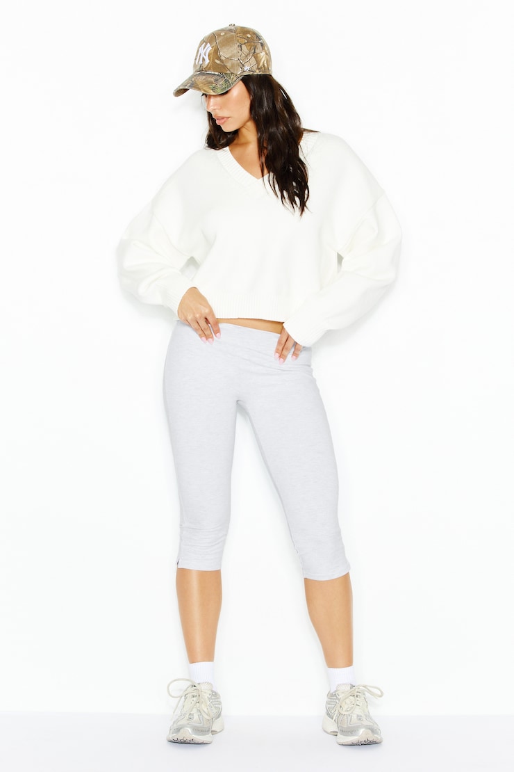 Throwover V-Neck Sweater, Snow White, large