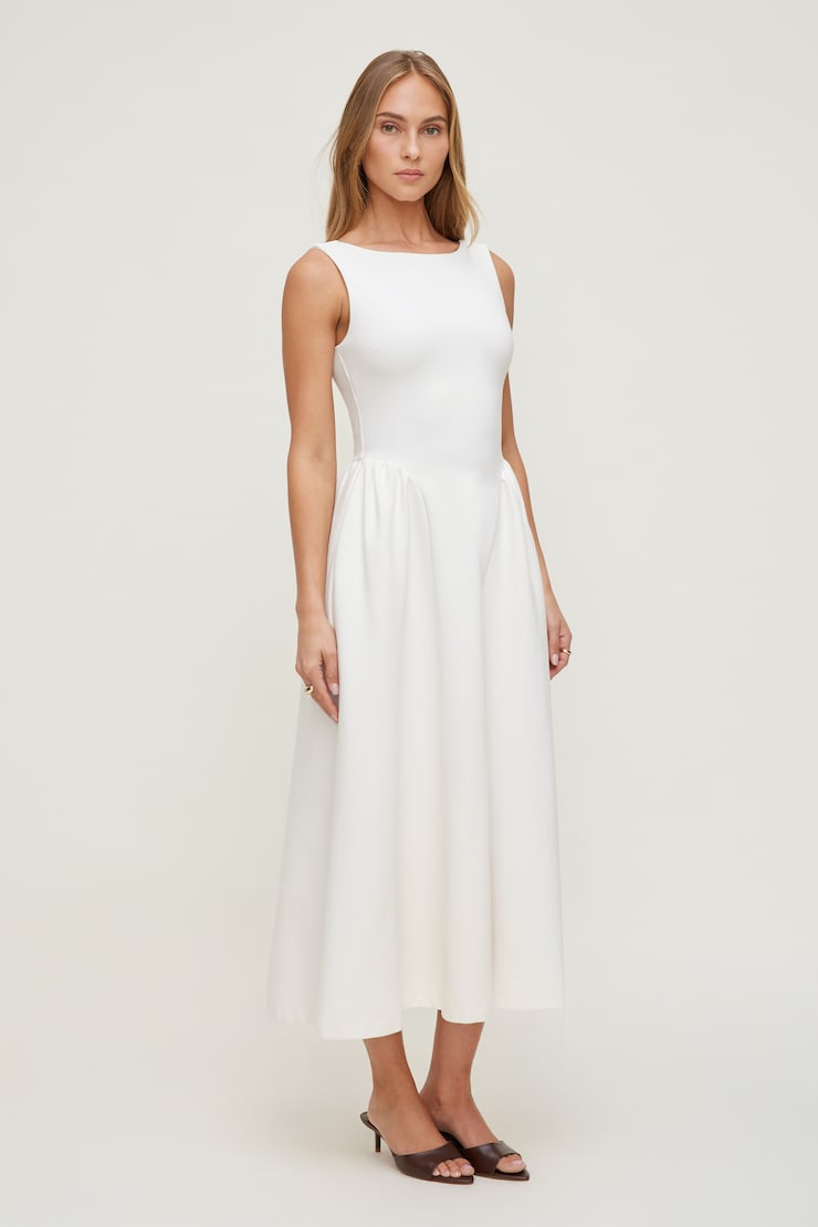 Iris Ponte Midi Dress Sea Salt Cream large