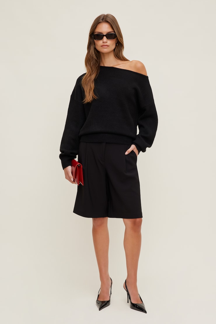 Lola Off Shoulder Sweater Jet Black large