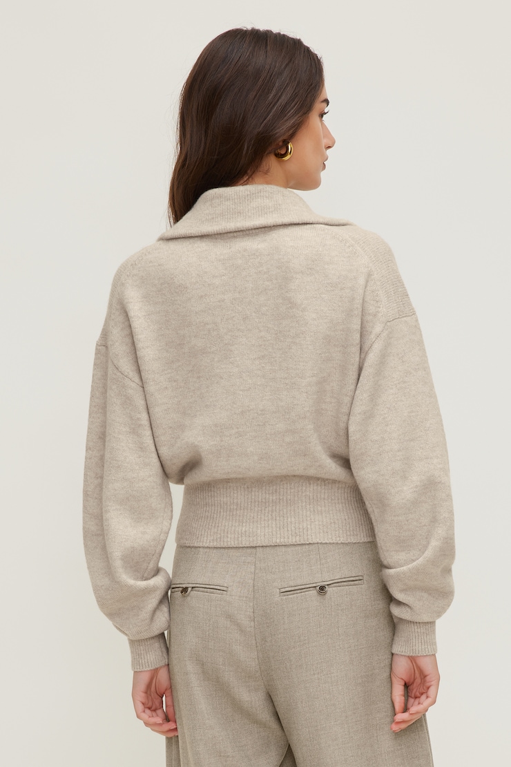 Sage Funnel Neck Zip Sweater Atmosphere Melange Beige large