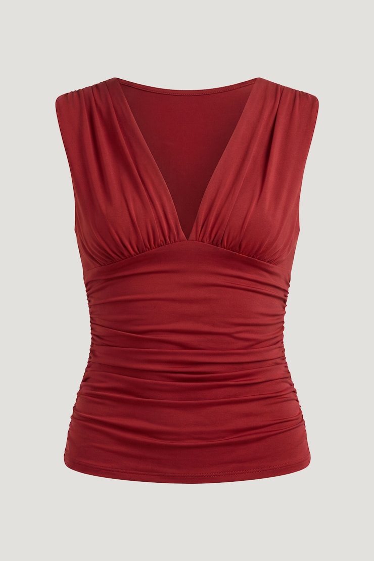 Camisole sculptante à col plongeant Rouge avisé large