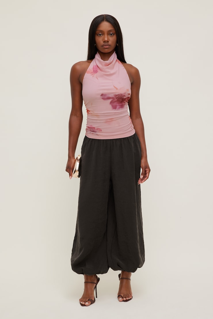 Bry Mesh Halter Top Floral Abstract Pink large